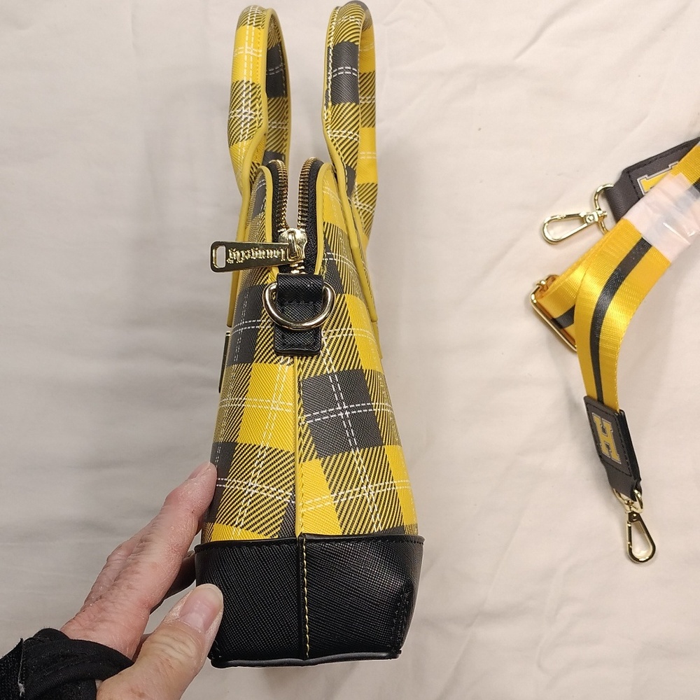 Hufflepuff Loungefly Yellow and Black Plaid Handbag - Picture 9 of 14